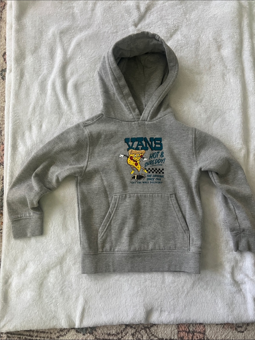 Vans Kids Gray Hoodie with Pizza Skate Graphic
